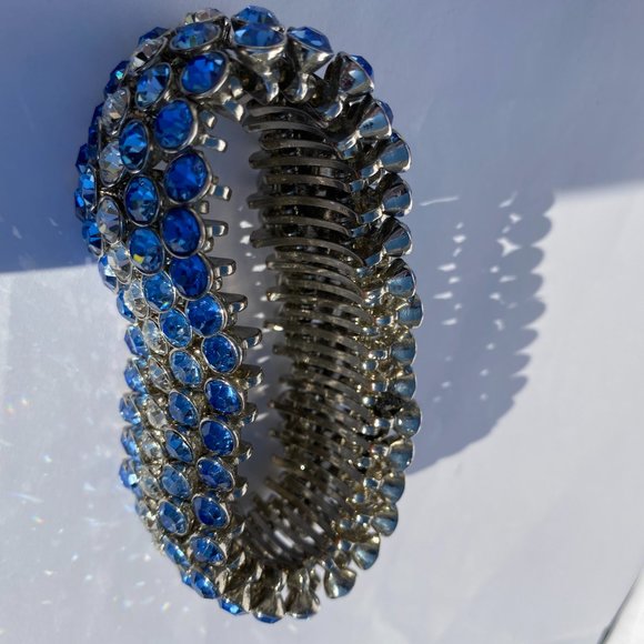 Blue & Silver Accordion Bracelet - Picture 3 of 5
